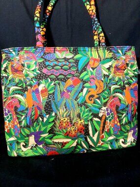 Large and Colorful LAUREL BURCH Canvas Tote Bag.